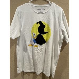 ZARA Disney Cotton T-Shirt WHITE DONALD DUCK size X-LARGE